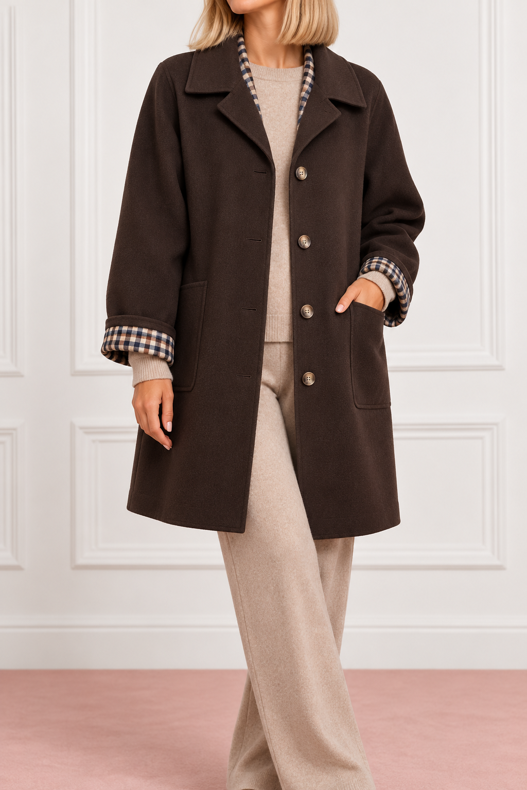 ABRIGO VICHY BROWN