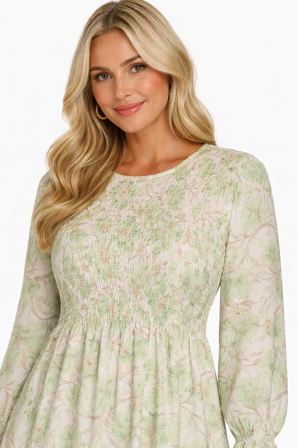 VESTIDO FLORAL VERDE MANZANA