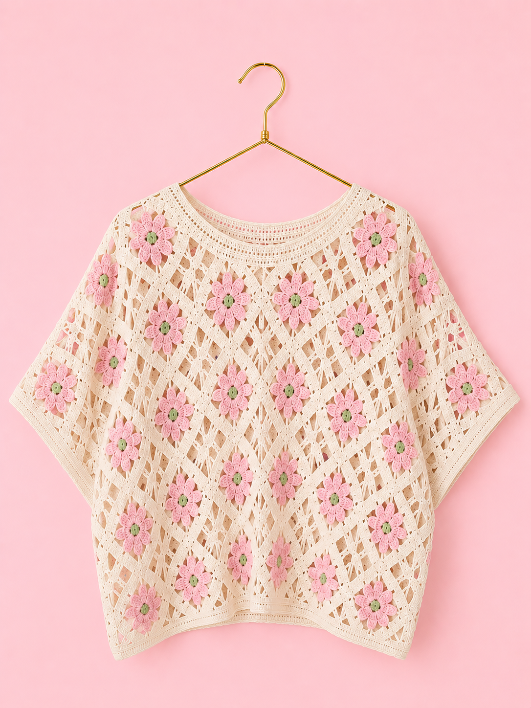 SUETER CROCHET ROSA