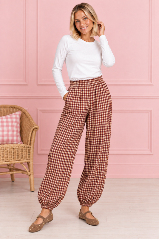 PANTALON VICHY GRANATE