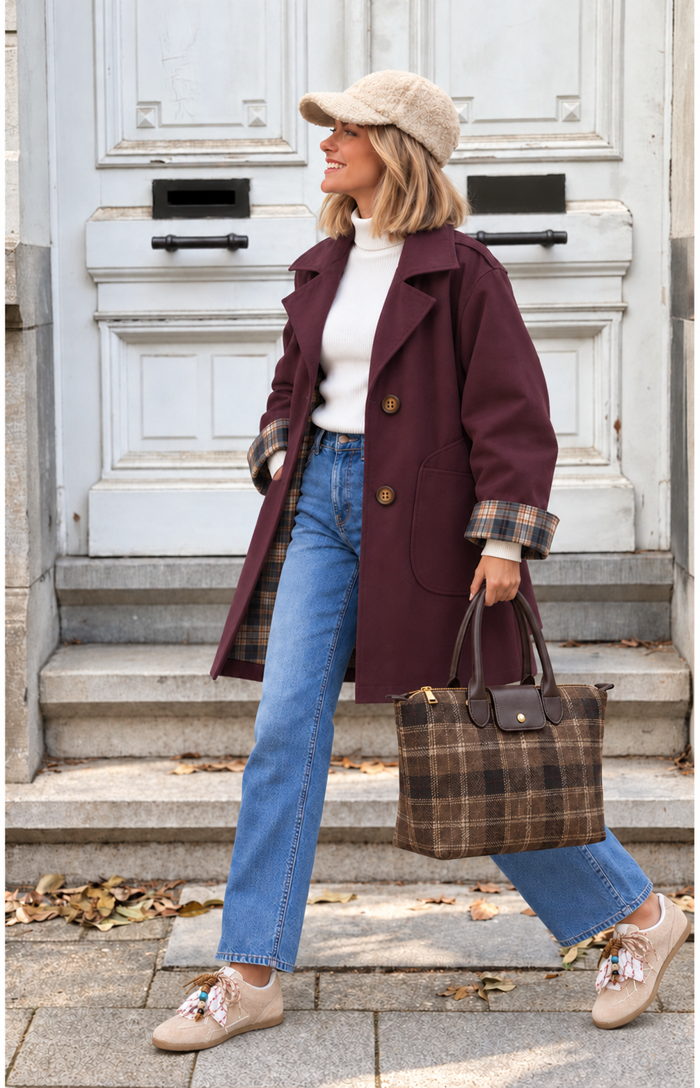 GABARDINA TARTAN BERENJENA