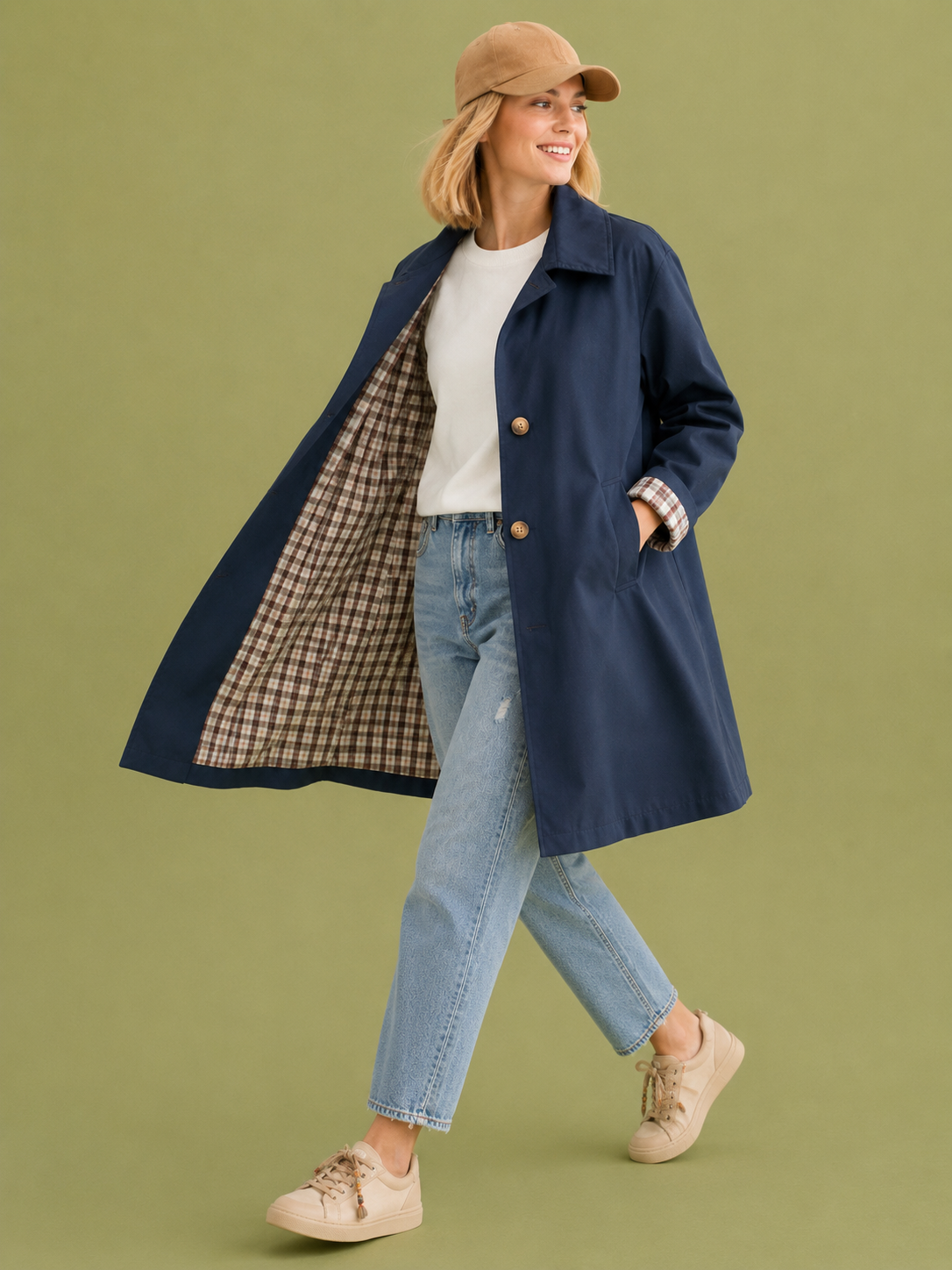 GABARDINA VICHY AZUL MARINO