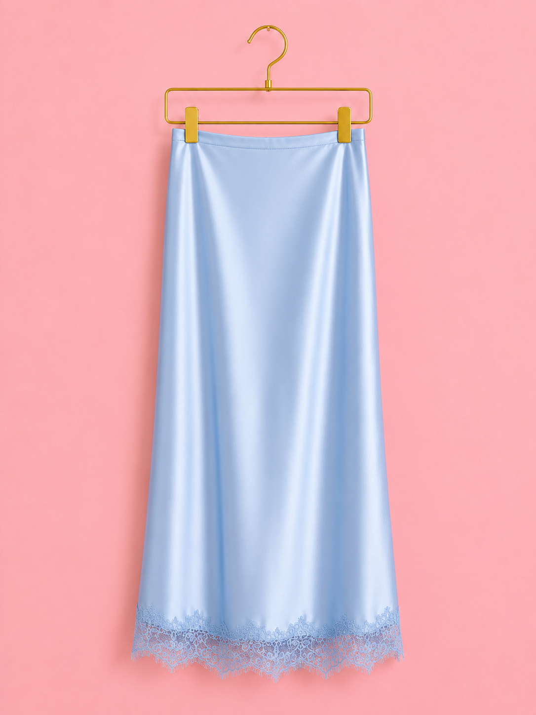 FALDA SATINADA PASTEL AZUL BABY