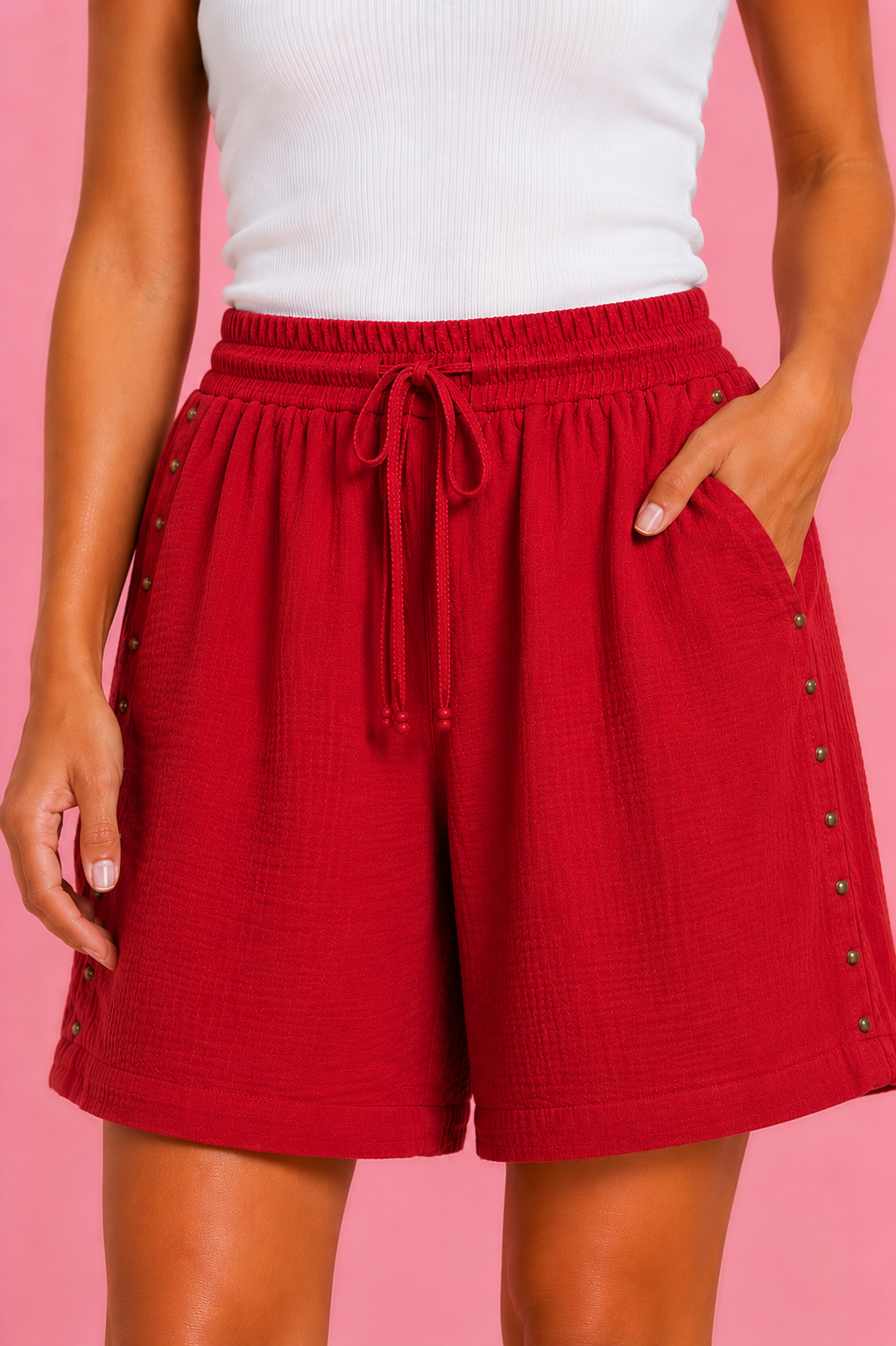 BERMUDA TACHAS ROJA