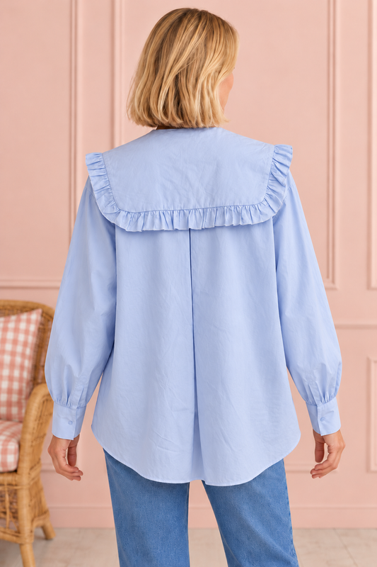 CAMISA CUELLO BABY CELESTE
