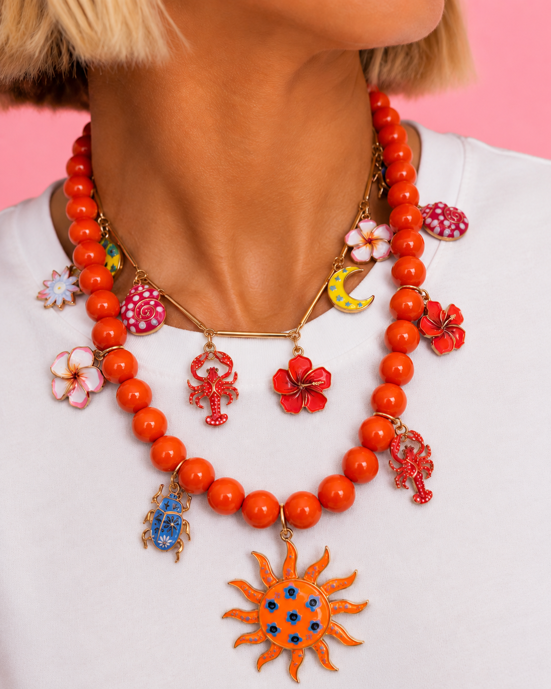 COLLAR DOBLE ORANGE SOLEIL
