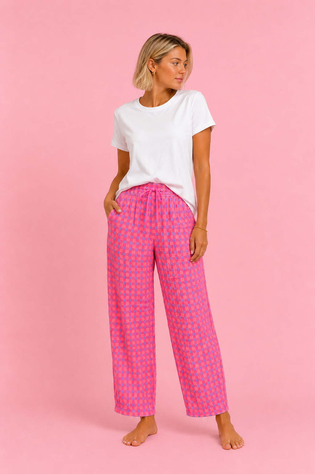 PANTALON VICHY FLUOR PINK&BLUE