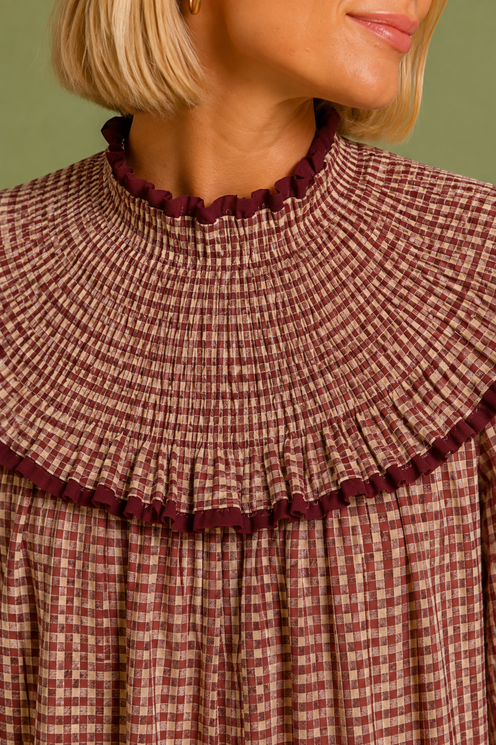 VESTIDO AMARETO VICHY BERENJENA