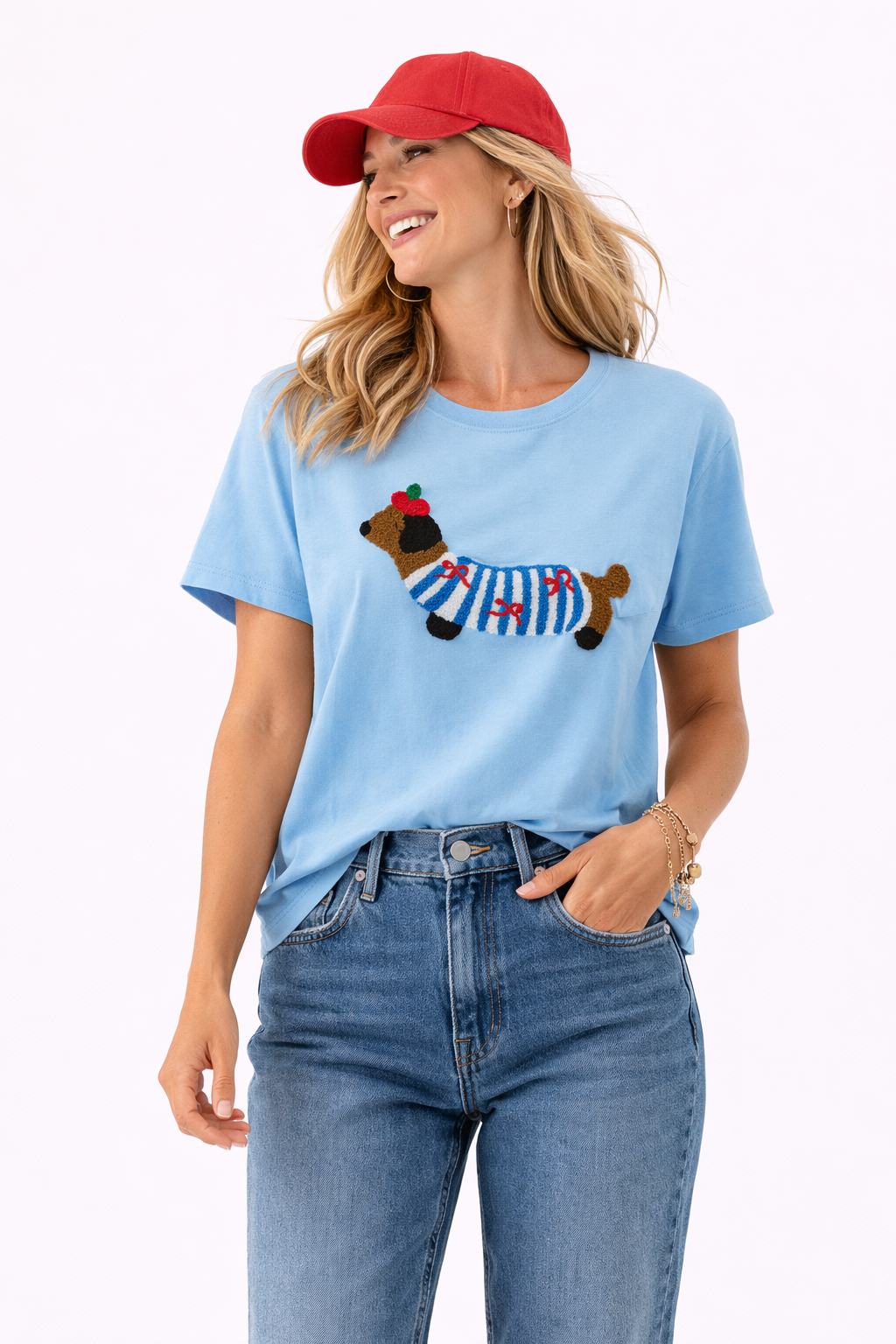 CAMISETA SALCHICHA CELESTE