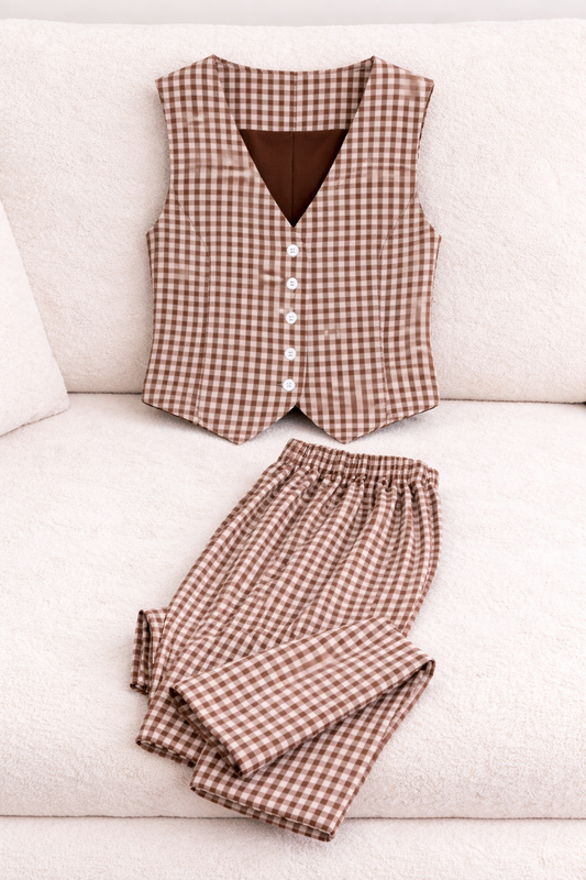 CONJUNTO VICHY CHOCOLATE