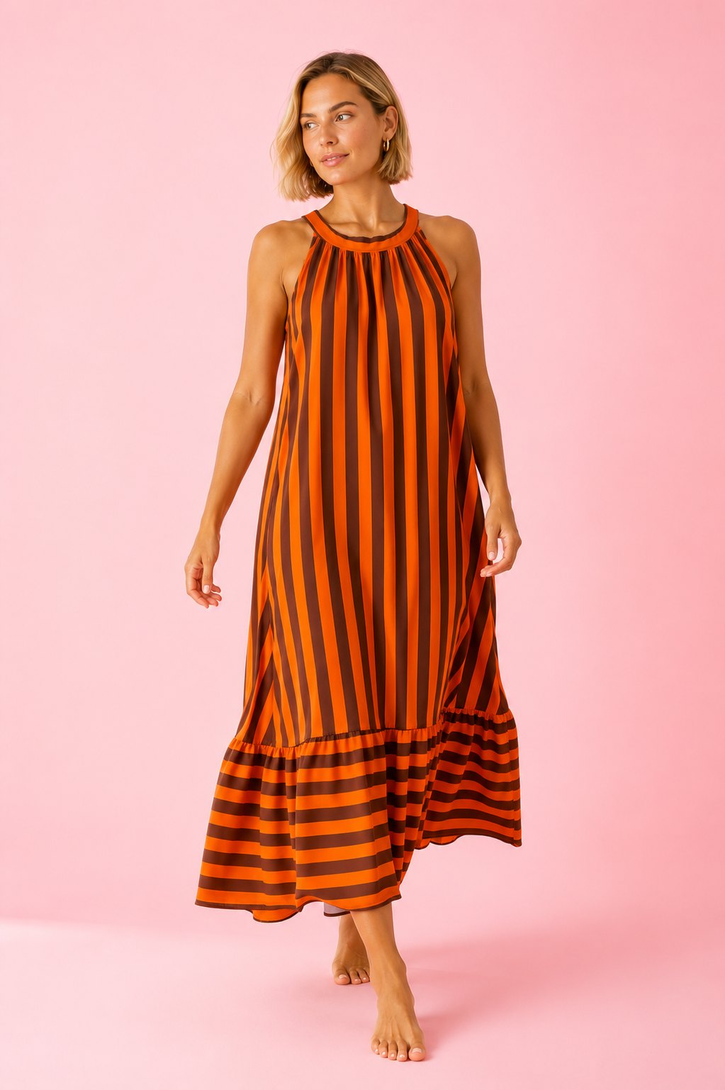 VESTIDO NUBE ORANGE&BROWN