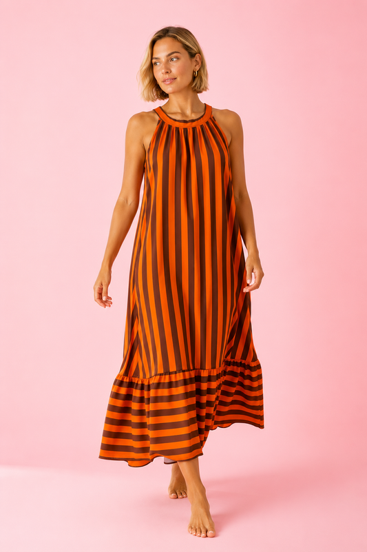 VESTIDO NUBE ORANGE&BROWN