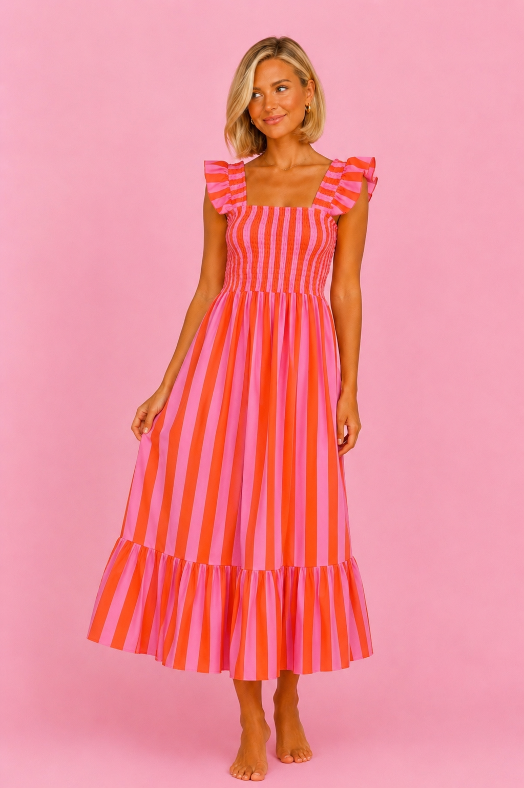 VESTIDO OLIVIA ORANGE&PINK