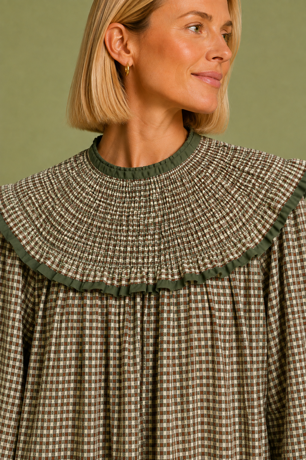 VESTIDO AMARETO VICHY OLIVA