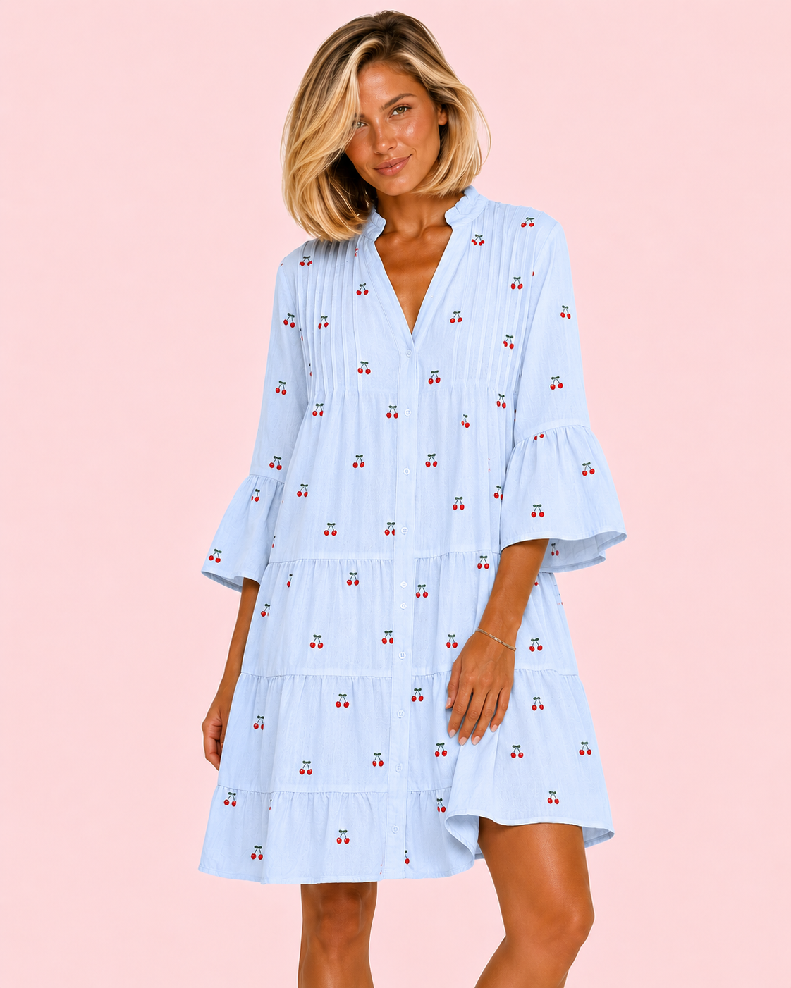 VESTIDO CHERRY BLOSSOM CELESTE