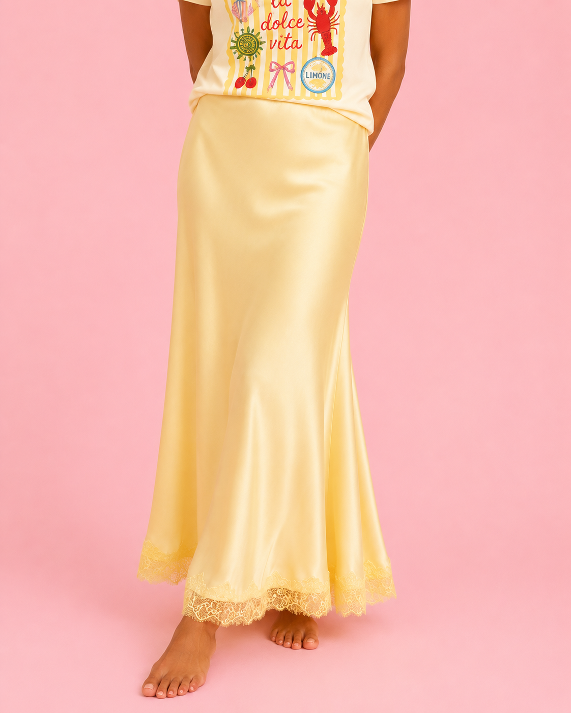 FALDA SATINADA PASTEL YELLOW