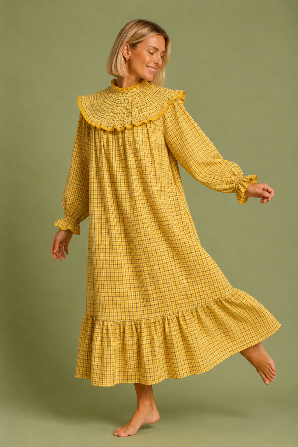 VESTIDO AMARETO VICHY MIEL