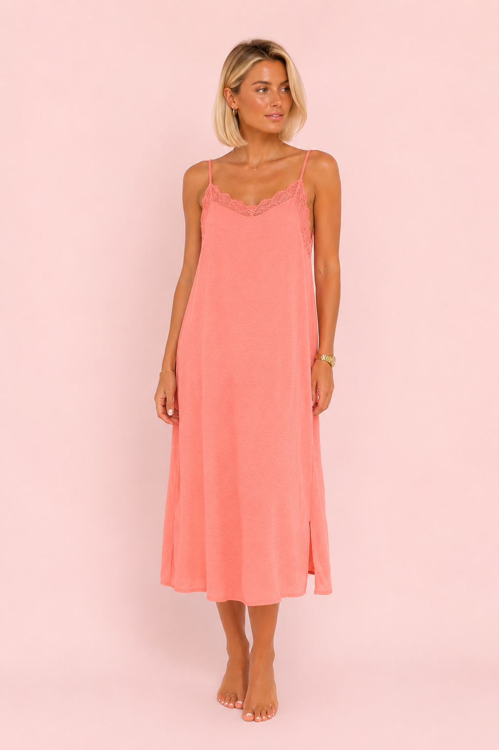 VESTIDO LENCERO SALMÓN