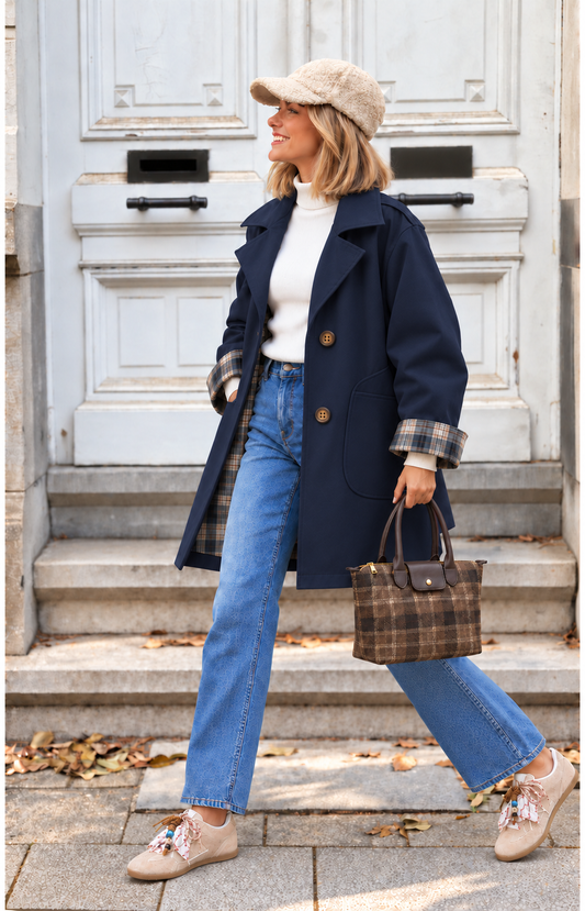 GABARDINA TARTAN AZUL MARINO