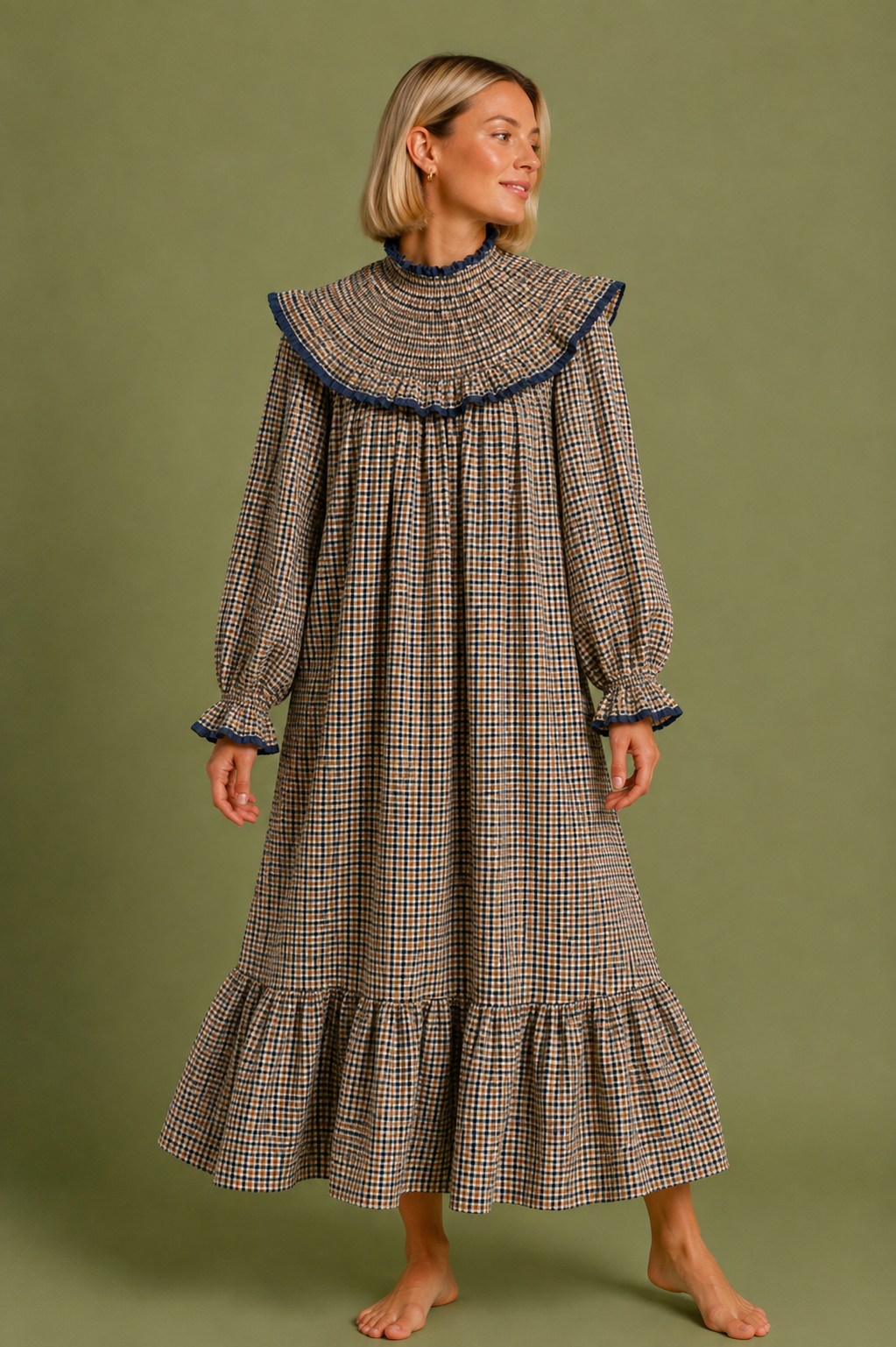 VESTIDO AMARETO VICHY MARINO