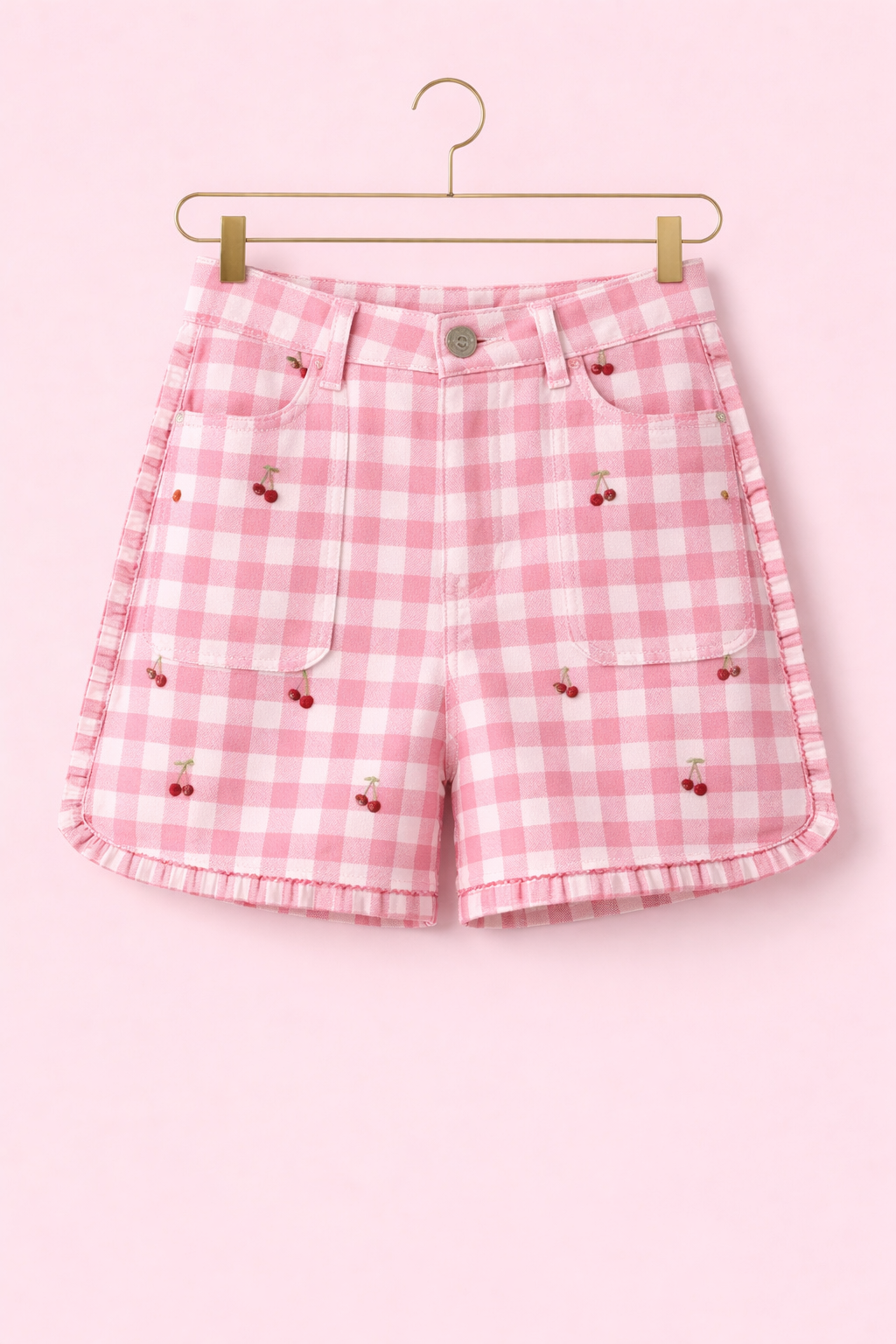 SHORT VICHY CHERRY PINK