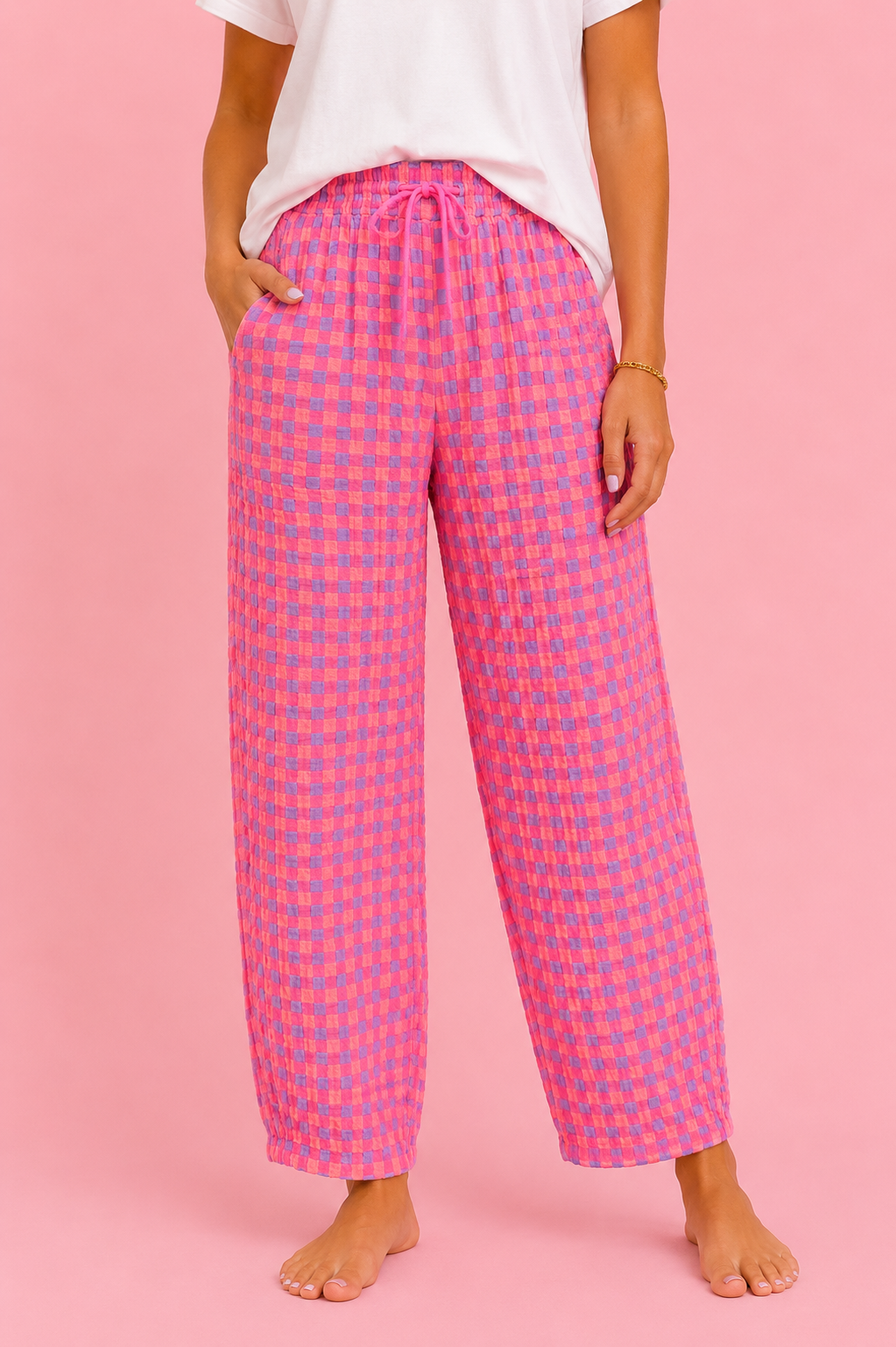 PANTALON VICHY FLUOR PINK&BLUE