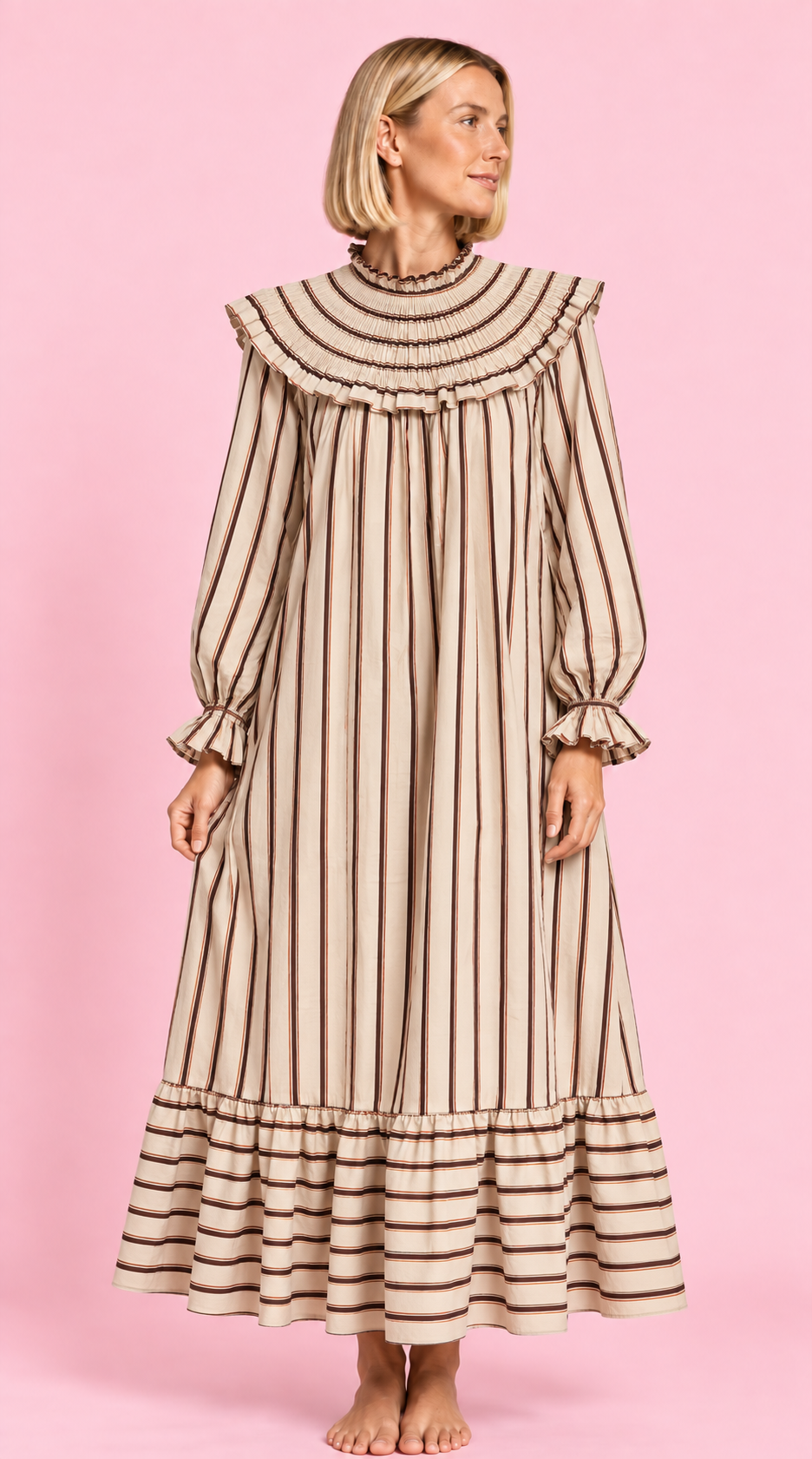 VESTIDO AMARETO RAYAS CREAM