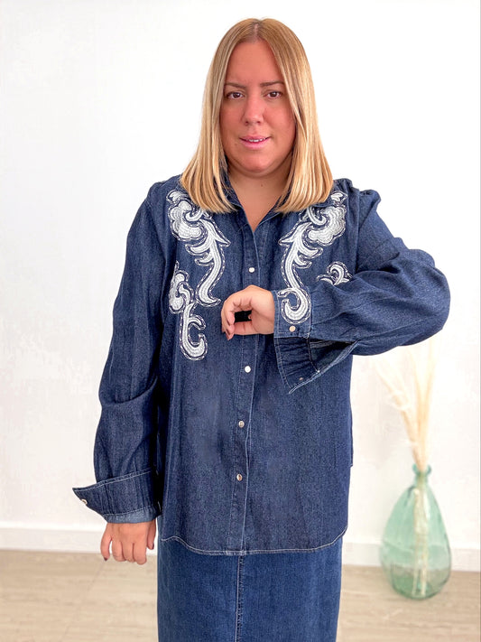 CAMISA DENIM BORDADA