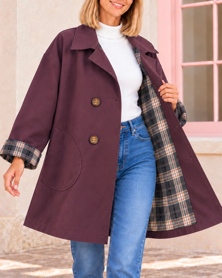 GABARDINA TARTAN BERENJENA