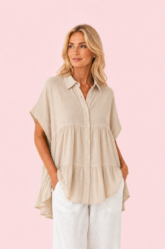 BLUSA MENORCA TOSTADA