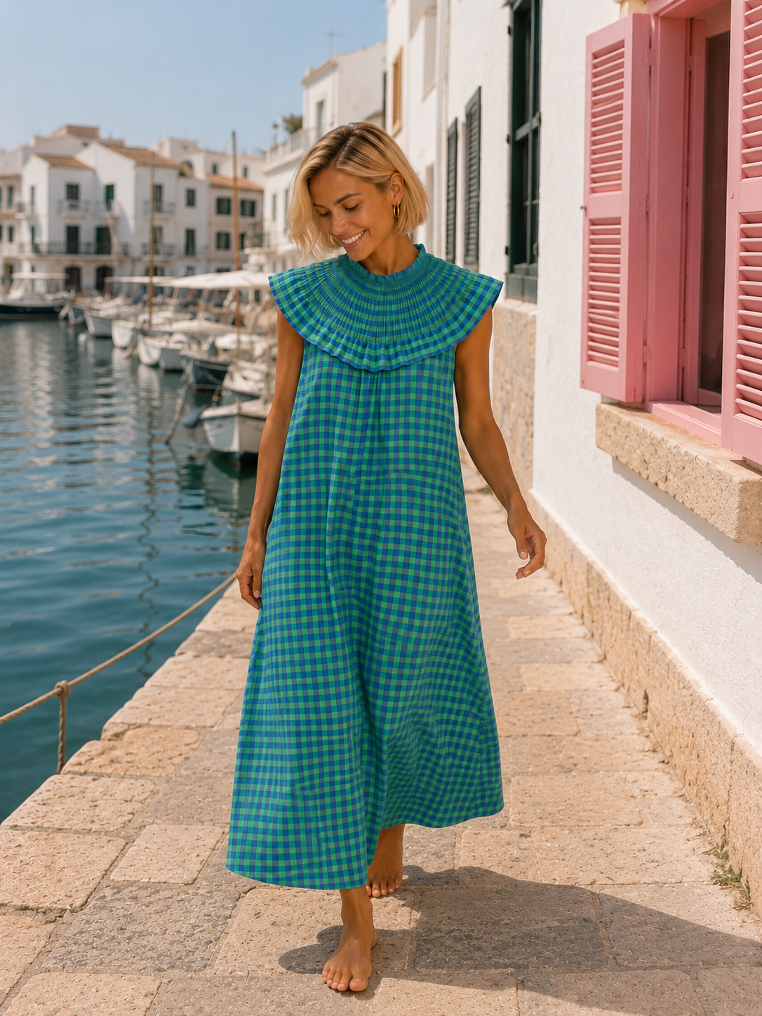 VESTIDO AMARETO VICHY BLUE