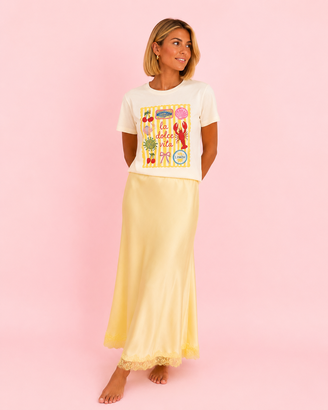 FALDA SATINADA PASTEL YELLOW