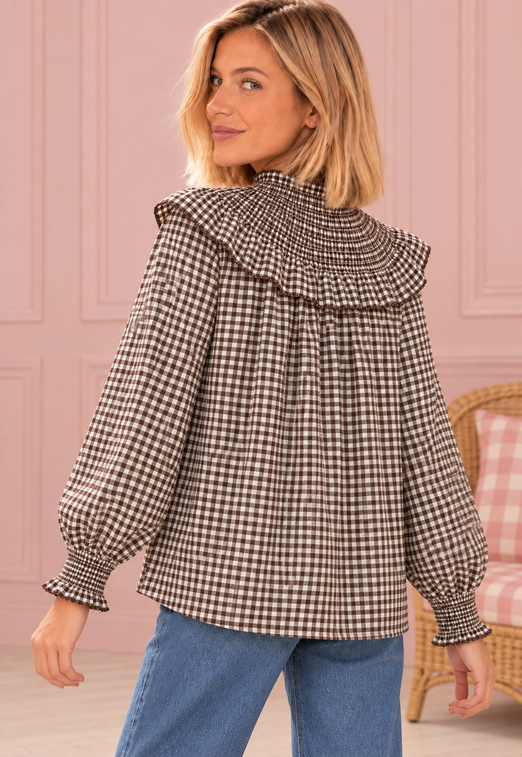 BLUSA MARIE VICHY BROWN