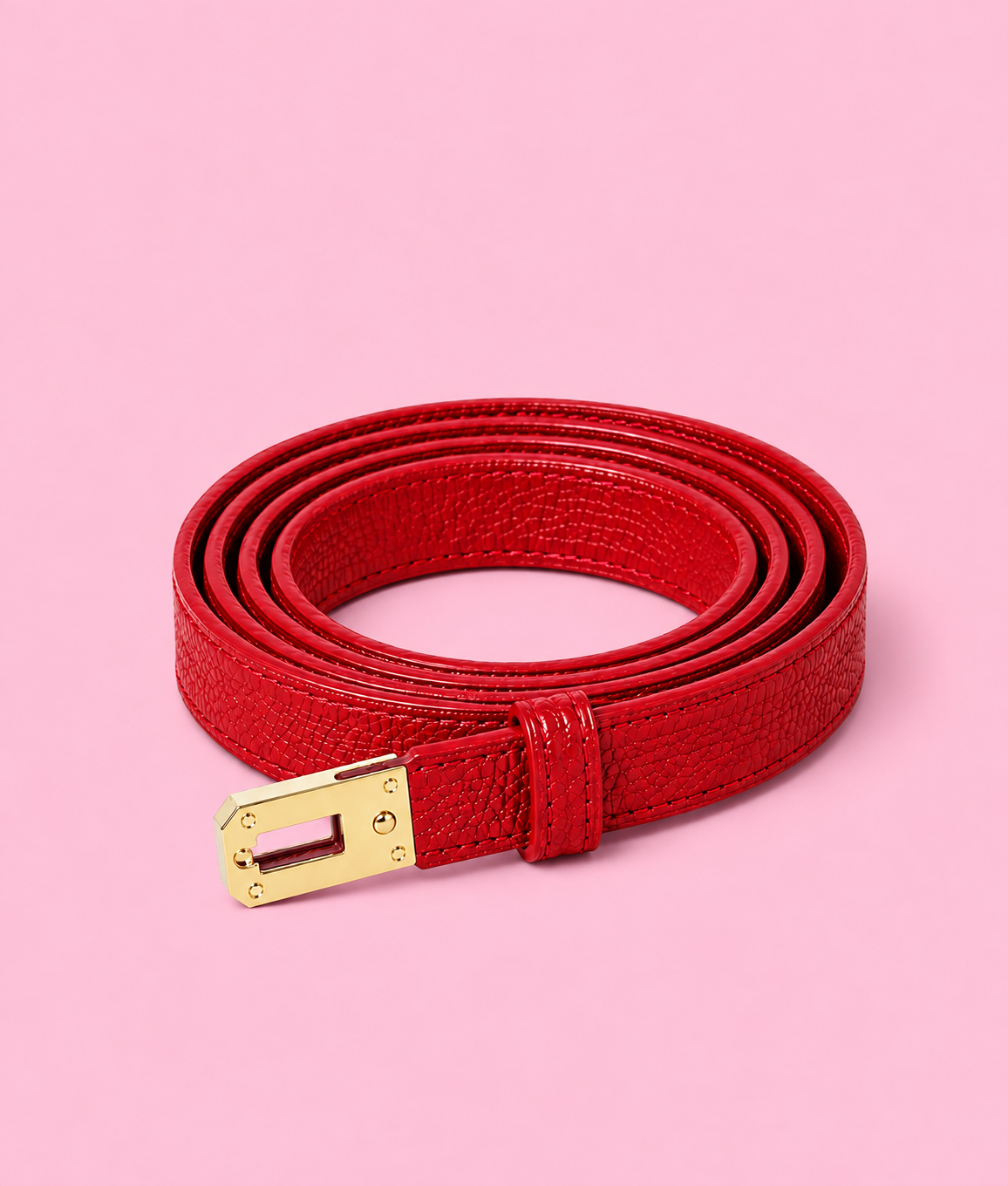 CINTURON PIEL REGULABLE ROJO