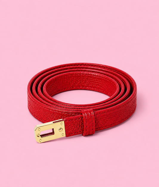 CINTURON PIEL REGULABLE ROJO