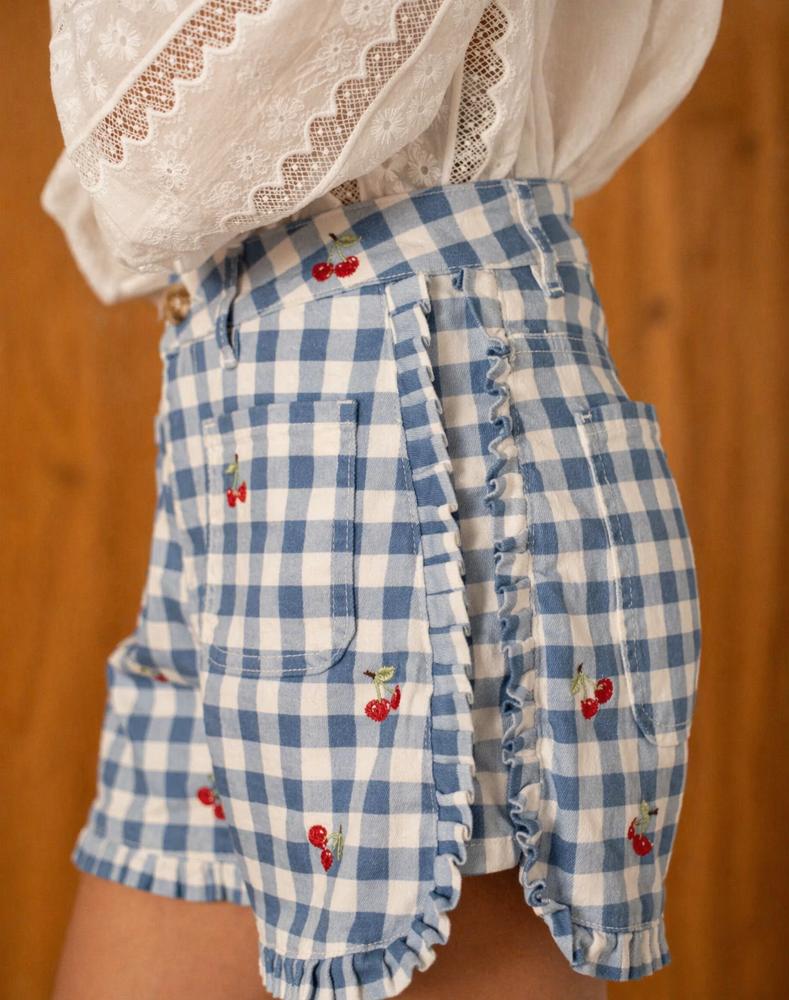SHORT VICHY CHERRY BLUE