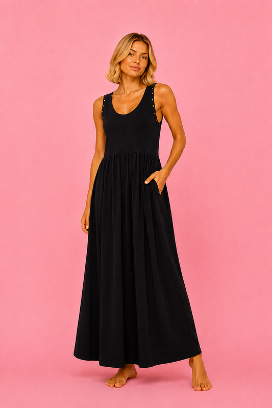 VESTIDO TACHAS NEGRO