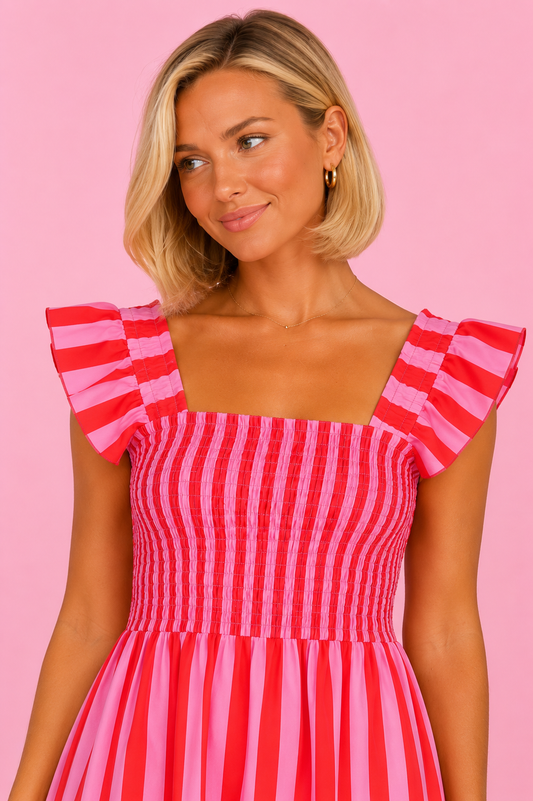 VESTIDO OLIVIA ROSA&ROJO