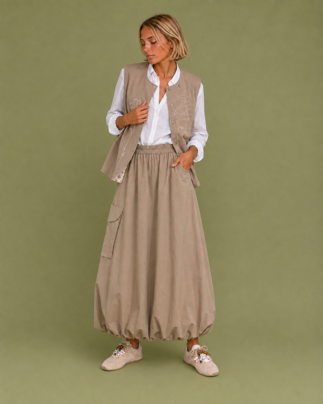 FALDA CARGO TAUPE