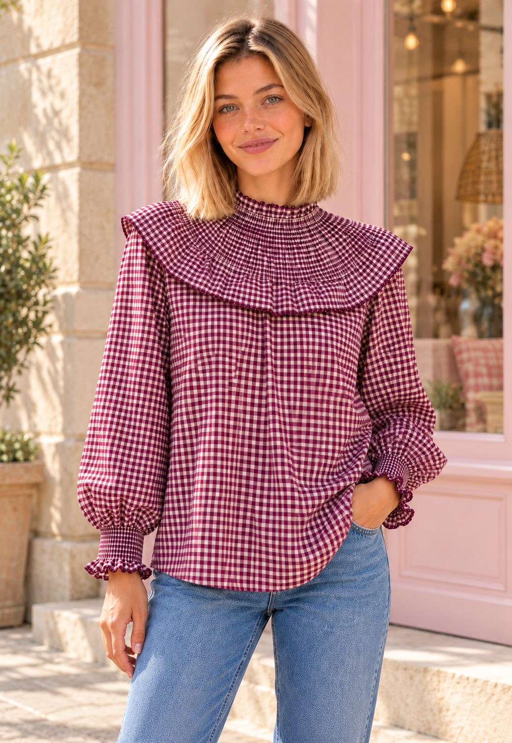 BLUSA MARIE VICHY PURPLE