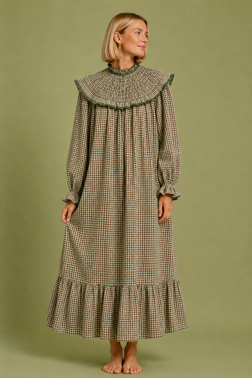VESTIDO AMARETO VICHY OLIVA