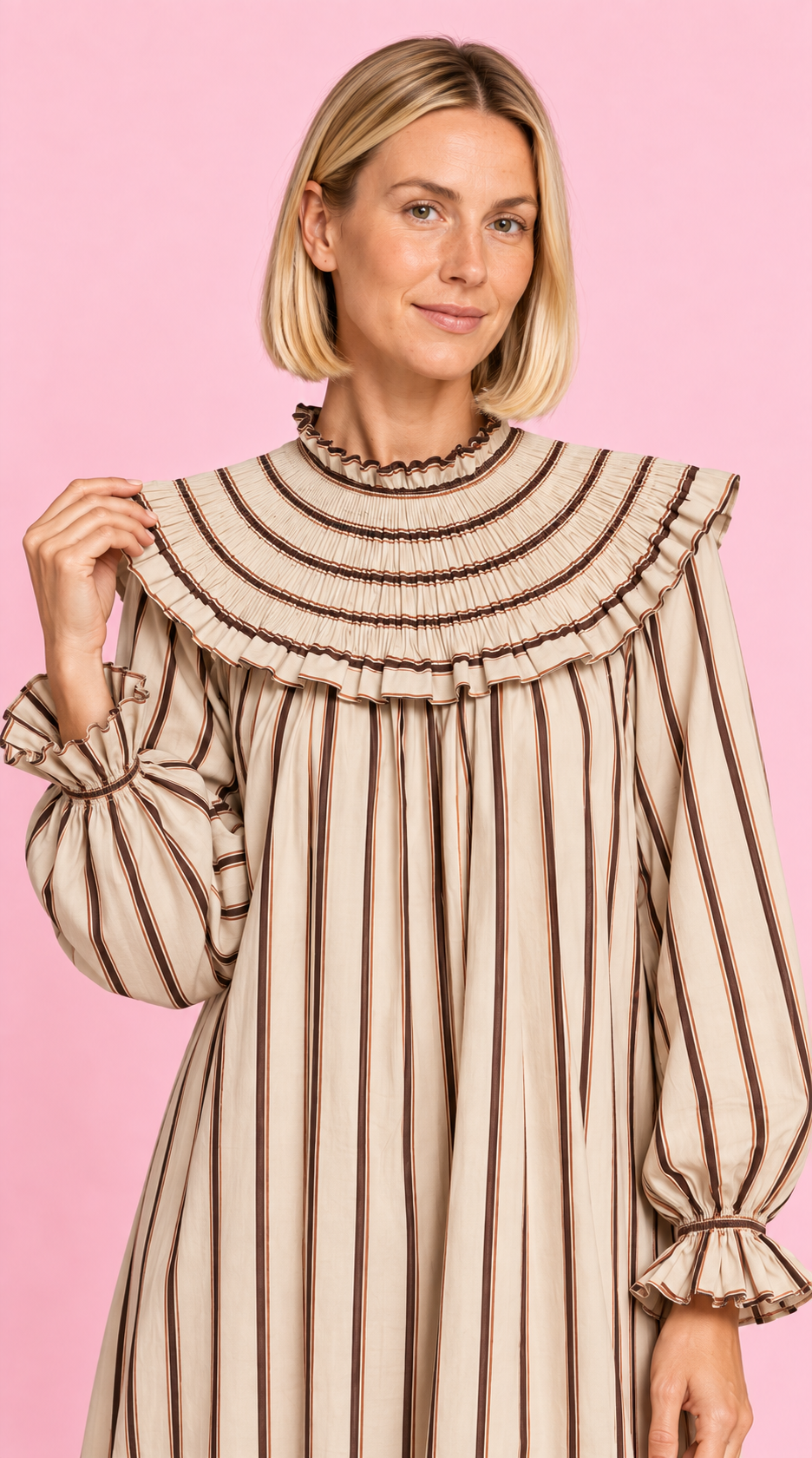 VESTIDO AMARETO RAYAS CREAM