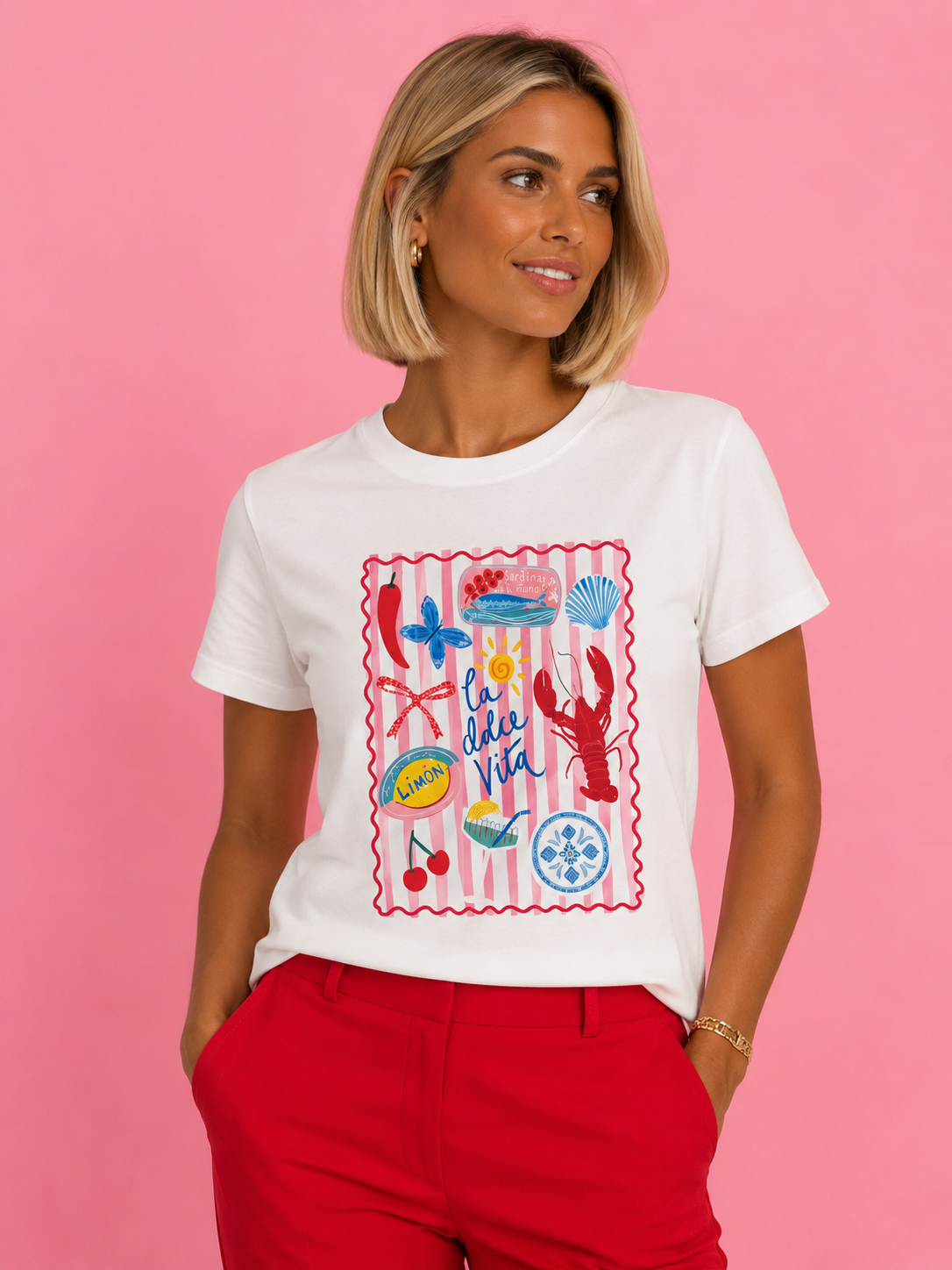 CAMISETA LANGOSTA ROSE