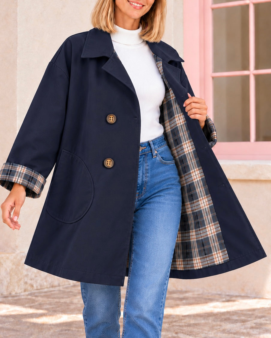GABARDINA TARTAN AZUL MARINO