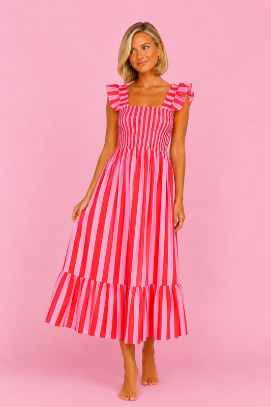 VESTIDO OLIVIA ROSA&ROJO