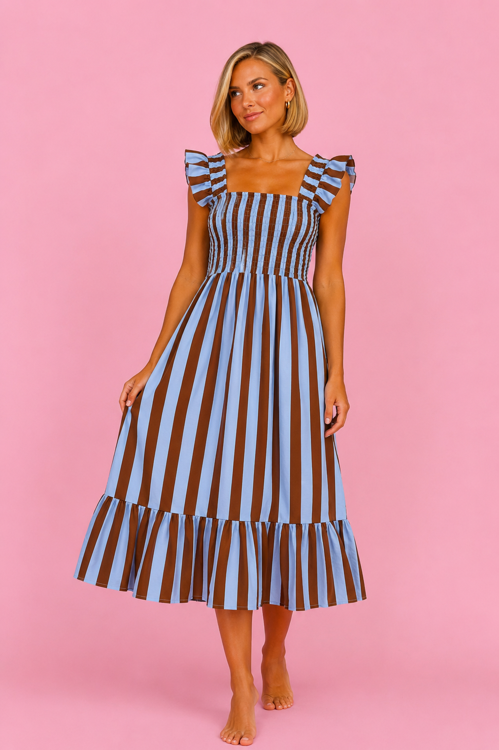 VESTIDO OLIVIA BLUE&BROWN