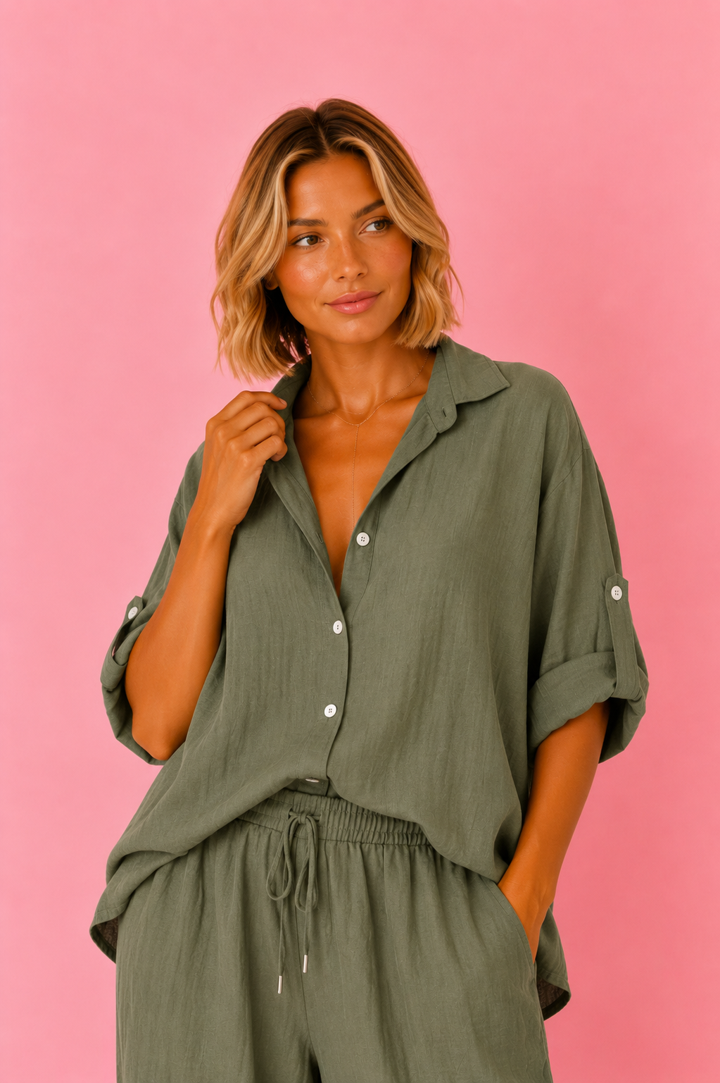 CONJUNTO LINO VERDE MILITAR