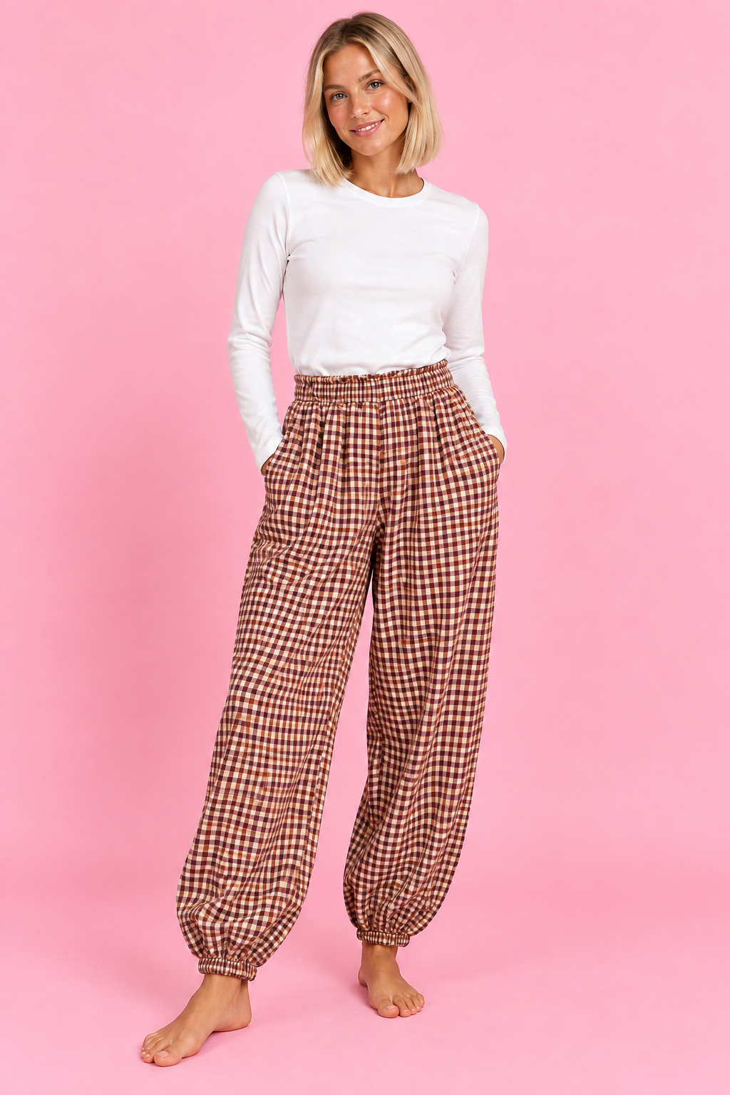 PANTALON VICHY GRANATE