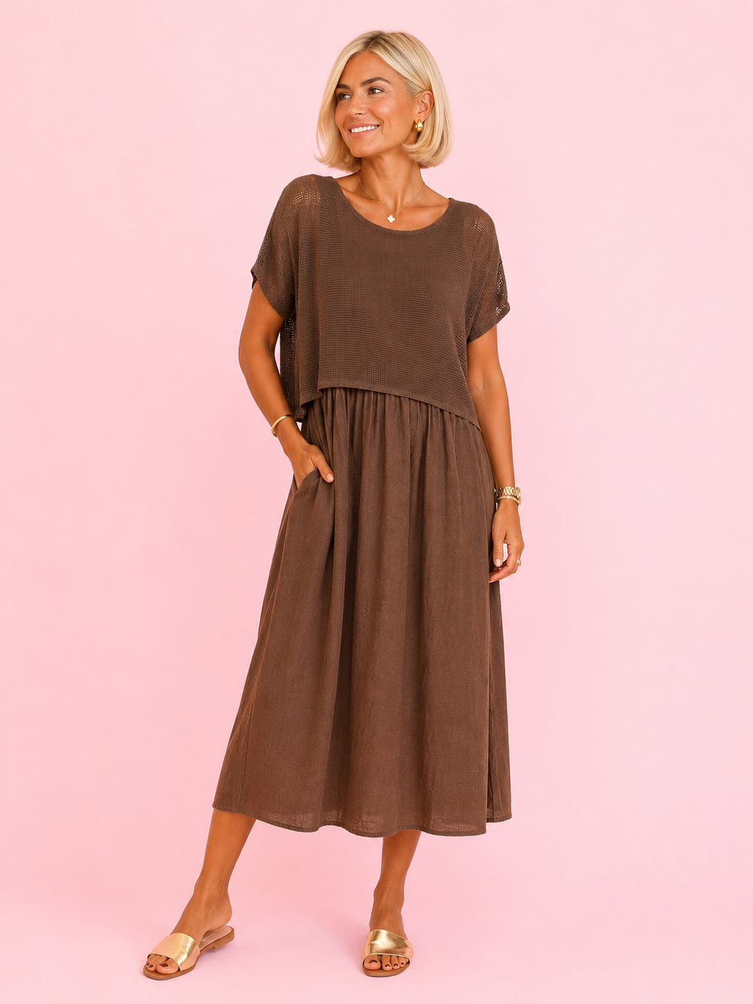 VESTIDO TRÓPICO CHOCOLATE