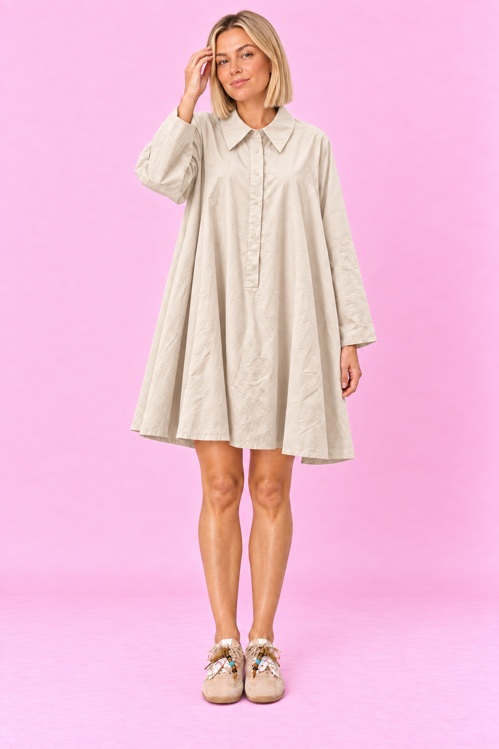 VESTIDO POPELIN TOSTADO